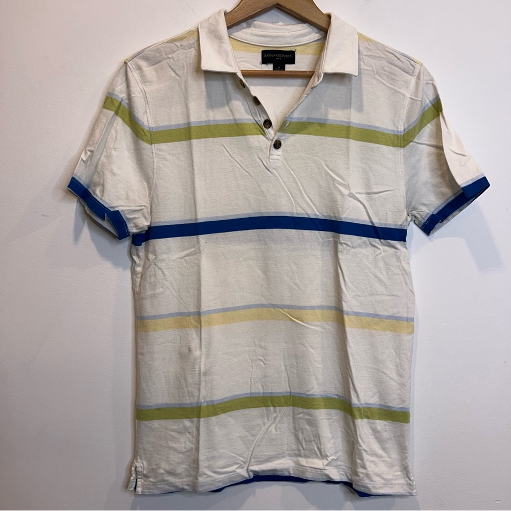 Banana Republic Men’s Short Sleeve Stripe Polo Shirt